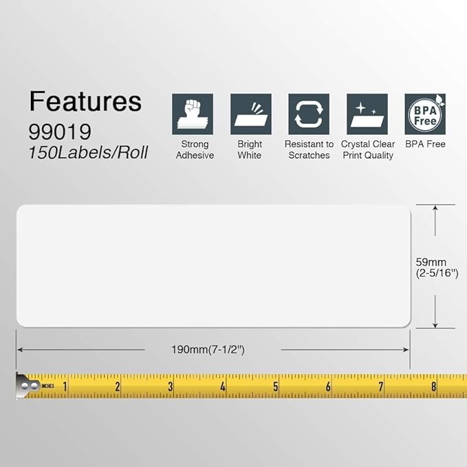 BETCKEY - Compatible DYMO 99019 (2-5/16" x 7-1/2") Large Lever Arch File Labels, Compatible with DYMO Labelwriter 450, 4XL, NOT Fit 550 & 5XL [2 Rolls/300 Labels]