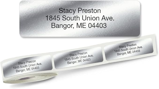Personalized Return Address Labels, Roll of 500 Silver Foil Self-Adhesive Labels Without Dispenser, Customize with Name & Shipping Address, Colorful Images