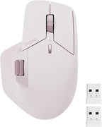 Rapoo MT760 Multi-Device Wireless Mouse, Bluetooth 5.0 and 2.4GHz Multi-Mode Connection, Up to 4 Devices, 11 Programmable Buttons, 4K DPI, Ergonomic Design, 90 Days Battery Life, PC, Pink