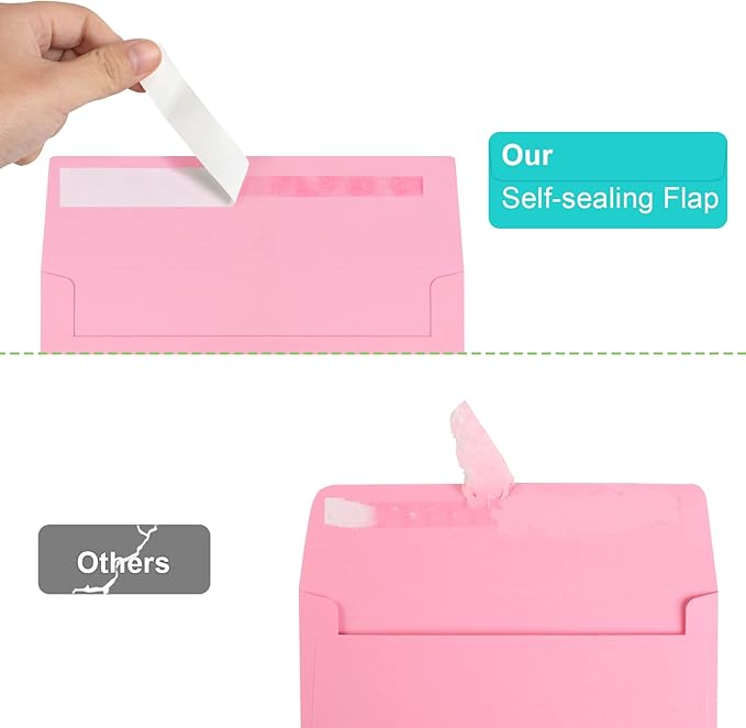 70 Packs of Invitation Envelopes, A2 Envelopes Pink, Postcard Envelopes, Envelopes for 4.5x5.5 Cards, Envelopes for Invitations, Envelopes Self Seal for Photos RSVP, Greeting Cards