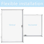 Lockable Dry Erase Board 36x24 Inches Enclosed Bulletin Boards White Board Frame Display Case,with Magnets,for School Message Notice Whiteboard (White Board)