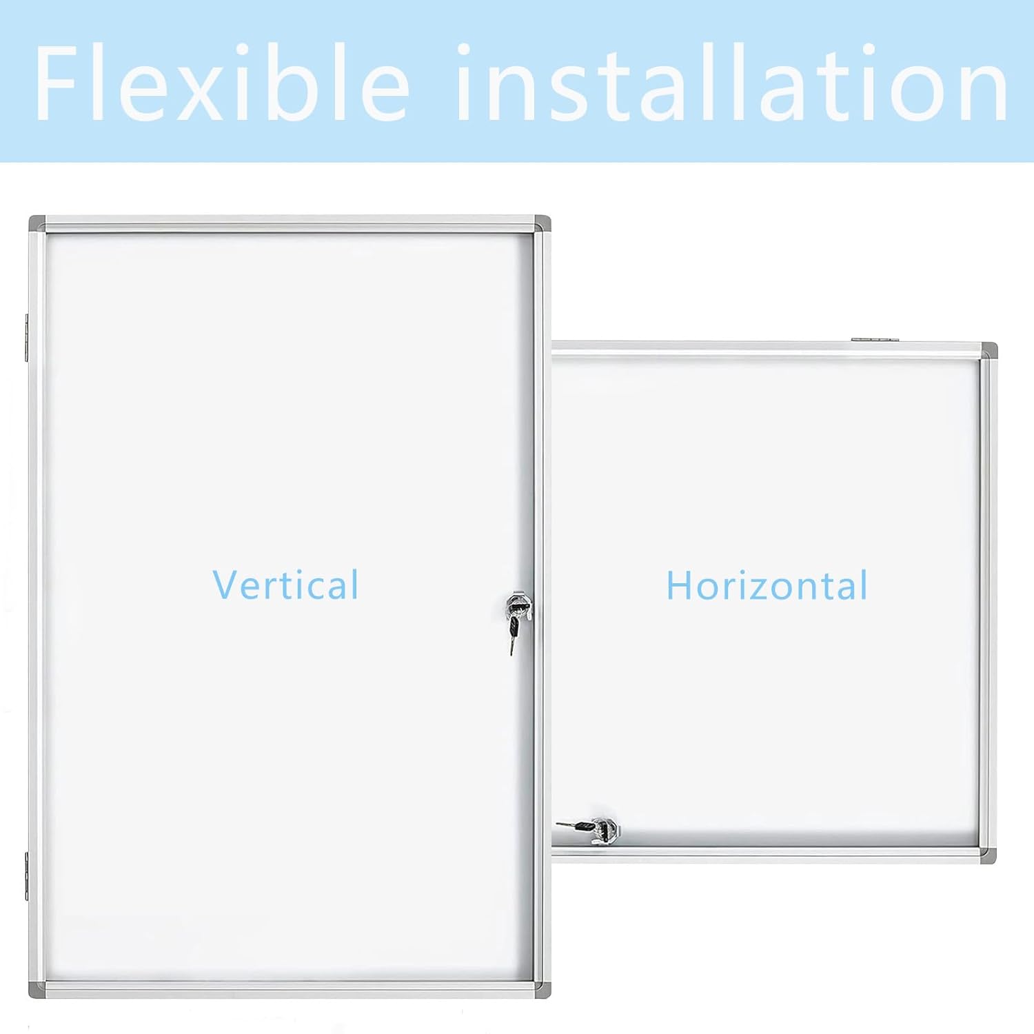 Lockable Dry Erase Board 36x24 Inches Enclosed Bulletin Boards White Board Frame Display Case,with Magnets,for School Message Notice Whiteboard (White Board)