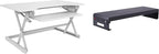 Rocelco 40" Large Height Adjustable Standing Desk Converter with Dual Monitor Stand BUNDLE - Quick Sit Stand Up Computer Workstation Riser - Retractable Keyboard Tray - White (R DADRW-40-DMS)