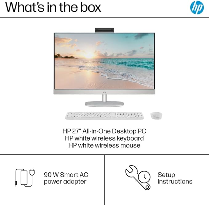 HP 27" FHD All-in-One Computer, 12-Cores Intel Core Ultra 7, 16GB DDR5 RAM 1.5TB Storage (1TB SSD+512GB Docking Station Set), Windows 11 Pro with Microsoft Office Included, White