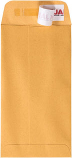 JAM PAPER #7 Coin Business Envelopes with Peel and Seal Closure - 3 1/2 x 6 1/2 - Brown Kraft Manila - 100/Pack