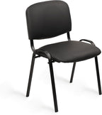 CLATINA Stacking Waiting Room Chairs, PU Leather Armless Office Guest Chair with Metal Frames, Stackable Conference Room Chairs No Wheels for Reception Lobby Side Meeting Training School, Black