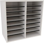 AdirOffice Wooden Adjustable organizerserature Organizer, 16 Compartment Office Mailbox, or Classroom Literature Organizer, White