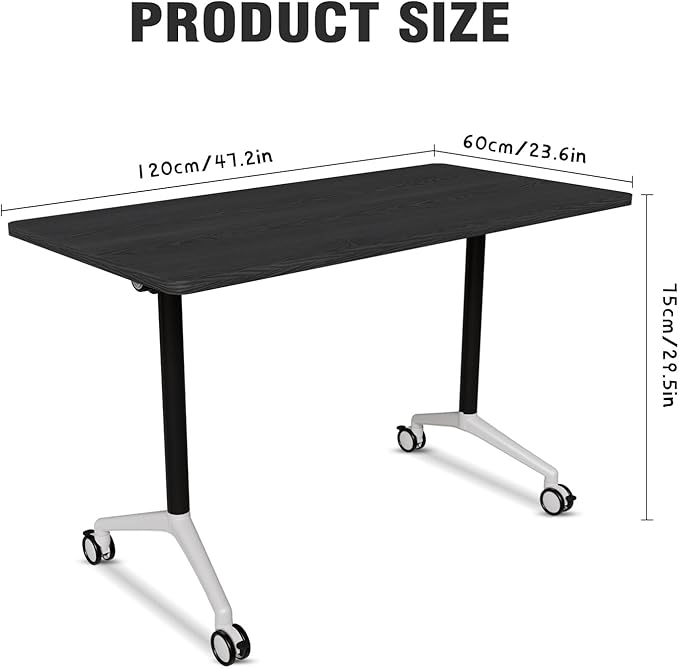 Conference Room Table with Flip-Top Design for Dynamic Meetings, Business Table Computer Desk with Heavy-Duty Frame,Foldable Seminar Meeting Tables for Home Office (2, F, 47.2IN)