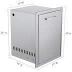 Pull-Out Trash Drawer Stainless Steel Outdoor Kitchen Trash Drawer Storage for Two 10 Gallon Commercial Wastebaskets (W/handle-17x23x16)