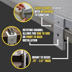 OBEX Polycarbonate Office Desk Mounted Privacy Screen Adjustable Table Top Panel Divider, Universal Aluminum Bracket-USA Made, 18" x 24", Translucent