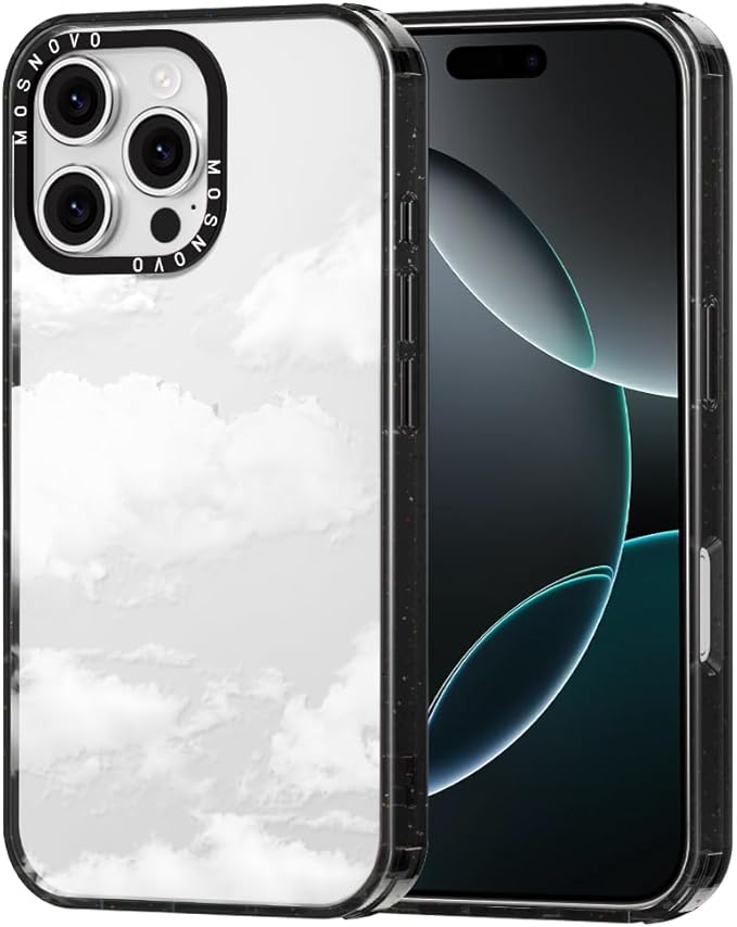 MOSNOVO Case for iPhone 16 Pro Max, [10ft 4X Military-Grade Drop Protection] Durable & Shockproof Phone Case Cover Design for iPhone 16 Pro Max - Cloud - Clear Black