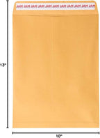 JAM PAPER 10 x 13 Open End Catalog Premium Envelopes with Peel and Seal Closure - Brown Kraft Manila - 50/Pack