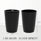 HOLDN’ STORAGE Small Trash Can - Set of 2 Open Top Waste Bin of 1.58 Gallon, Compact Waste Can Perfect for Bathroom, Kitchen, Office, Dorm - Durable Garbage Can - Glossy Black