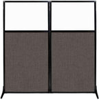 Versare Workstation Partition | Portable Wall Divider | Modern Office Cubicle | Free Standing Privacy Screen | Flexible Work Space | 66" x 70" W/Window, Mocha Fabric Panels