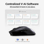 Virtusx AI Mouse, Jethro V1 – AI Voice & Audio Recorder, Note Taking Mouse for Computer & Laptop with Centralized AI Software, AI Writing Tools, Voice Typing, Transcribe, Translate & Summarize