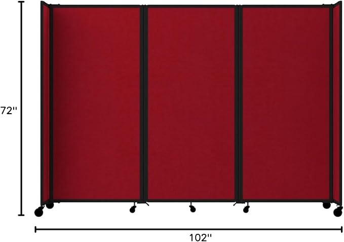 Versare Room Divider 360 Portable Wall Partition | Folding Panels | Large Freestanding Divider | Locking Wheels | Temporary Room Separator