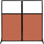 Versare Workstation Partition | Portable Wall Divider | Modern Office Cubicle | Free Standing Privacy Screen | Flexible Work Space | 66" x 70" W/Window, Papaya Fabric Panels