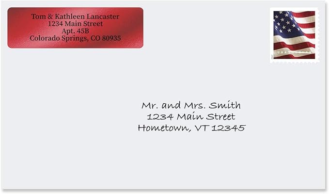 Colorful Images Red Metallic Foil Rolled Return Address Mailing Labels with Dispenser, Customize with Name & Shipping Address, 250 Self Adhesive, Easy Peel Sticker Label Roll, 3/4" x 2 1/2"