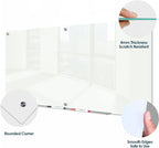 J&J worldwide Glass Dry Erase Board 6' x 3', Glass Whiteboard Magnetic, Large Frameless Glass White Boards for Walls, Includes Magnets, Marker Tray, Eraser for Office, Home, School