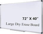 72" x 40" Magnetic Dry Erase Board with Pen Tray | Extra Large Wall Mounted Aluminum Frame Whiteboard for Office, Classroom & Home | Premium Presentation Board for Meetings & Planning