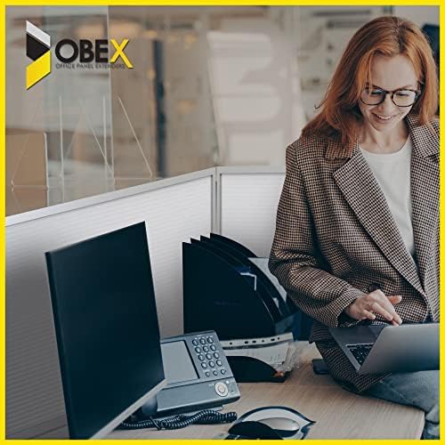 OBEX Polycarbonate Office Desk Mounted Privacy Screen Adjustable Table Top Panel Divider, Universal Aluminum Bracket-USA Made, 24" x 66, White