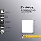 BETCKEY - 2.25" x 2" (57 mm x 51 mm) UPC Barcode & Address Labels Compatible with Zebra & Rollo Label Printer,Premium Adhesive & Perforated [1 Rolls, 700 Labels]