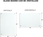 Glass Whiteboard Magnetic Dry Erase White Board 4'x 3' Framless White Surface