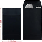 200 Pack #3 Black coin envelope 2.5 x 4.25 inches Kraft Envelopes Classic Small Parts Envelopes with Self Adhesive Gummed Flap for Coins Cash Credit Cards Seeds