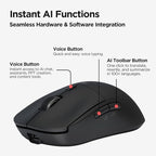 Virtusx AI Mouse, Jethro V1 – AI Voice & Audio Recorder, Note Taking Mouse for Computer & Laptop with Centralized AI Software, AI Writing Tools, Voice Typing, Transcribe, Translate & Summarize