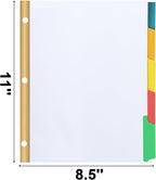 Binder Divider, PANDRI 120 Pack Binder Index White Dividers with 5 Tabs, Letter Size Paper Binder Divider for School Office Home Business