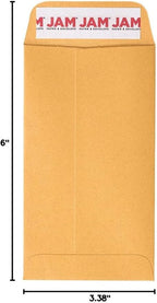 JAM PAPER #6 Coin Business Envelopes with Peel and Seal Closure - 3 3/8 x 6 - Brown Kraft Manila - Bulk 250/Box