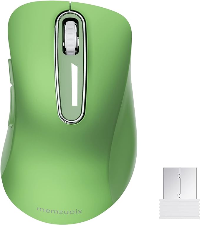 memzuoix 2.4G Wireless Mouse, 1400 DPI Mobile Optical Cordless Mouse with USB Receiver, Portable Computer Mice for Laptop, PC, Desktop, MacBook, 5 Buttons (Mint Green)