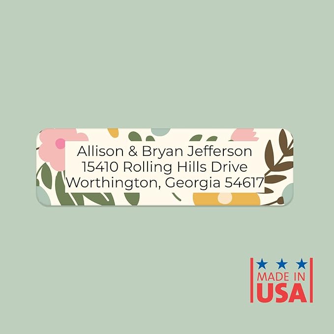 Pastel Floral Rolled Address Labels / 250 Personalized Return Address Labels/Designer Address Stickers in Elegant Plastic Dispenser