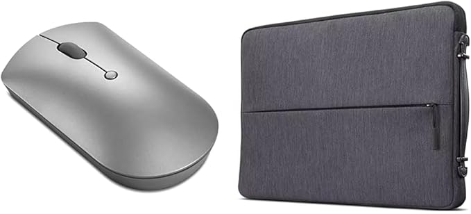 Lenovo 600 Bluetooth Silent Mouse, Blue Optical Sensor, Adjustable DPI, 4 Button & Urban Laptop Sleeve 14 Inch for Laptop/Notebook/Tablet Compatible with MacBook Air/Pro