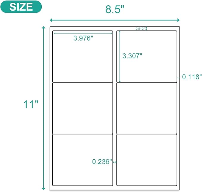 MFLABEL 3-1/3" x 4" Shipping Address Sticker, FBA Labels, 6-UP Sticker Label, White Shipping Label, Easy to Peel, Address Paper for Laser/Ink Jet Printer, 6 Per Page (30000 Labels, 5000 Sheets)