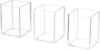 MyGift Modern Premium Clear Acrylic Desktop Pen Pencil Cup, Transparent Rectangular Office Desk Stationery Supplies Storage Organizer Holder, Set of 3