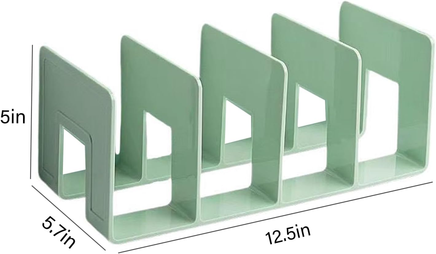 2PCS Acrylic File Organizer for Desk, Desktop Document/Mail Organizer, 4 Compartments Plastics Invisible Bookshelf Floating (12.5" x 5.7" x 5", Green)
