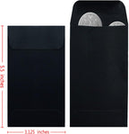 200 Pack #5 Black coin envelope 3.125 x 5.5 inches Kraft Envelopes Classic Small Parts Envelopes with Self Adhesive Gummed Flap for Coins Cash Credit Cards Seeds