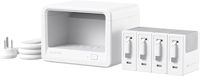 12-in-1 Desktop Charging Station with 4 Retractable Wall Chargers, 40W USB-C Power Strip with 4 AC, 4 USB C, 4 Type-C 31.5in Cables, Extension Cord with 1020J Surge Protection for Home Office