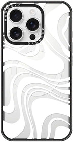 MOSNOVO Magnetic Case for iPhone 16 Pro, 10ft Military-Grade Protection, Compatible with Magsafe, Shockproof Phone Case for iPhone 16 Pro - White Swirl - Clear Black