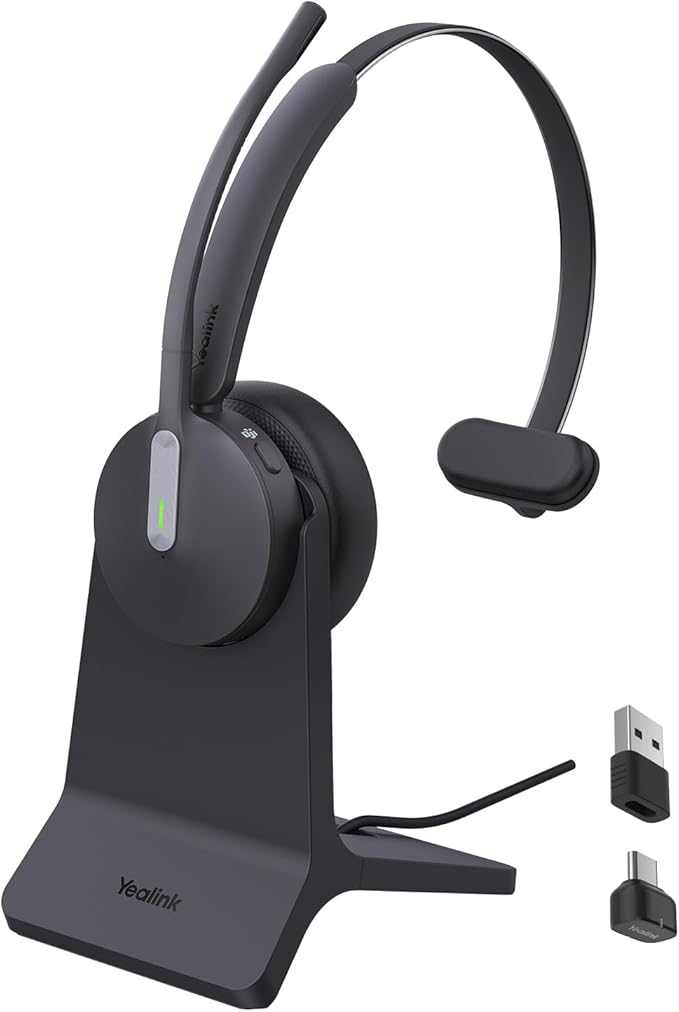 Yealink BH70 Mono Wireless Headset with Mic for Work, Bluetooth Headphone Teams Certified, up to 35h Talk Time, 91g Lightweight Comfort, USB-C to A