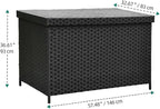 YITAHOME 230 Gallon Wicker Deck Box, XXL All-Weather Outdoor Storage Box, Rattan Storage Bin for Patio Furniture, Outdoor Cushions, Pool Storage and Garden Tools - Black