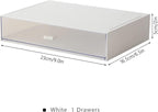 Desk Organizer with Drawers Stackable Storage Drawers, Plastic Compact Desk Storage Box Great for Office School Home Small Space- 1drawers (White)