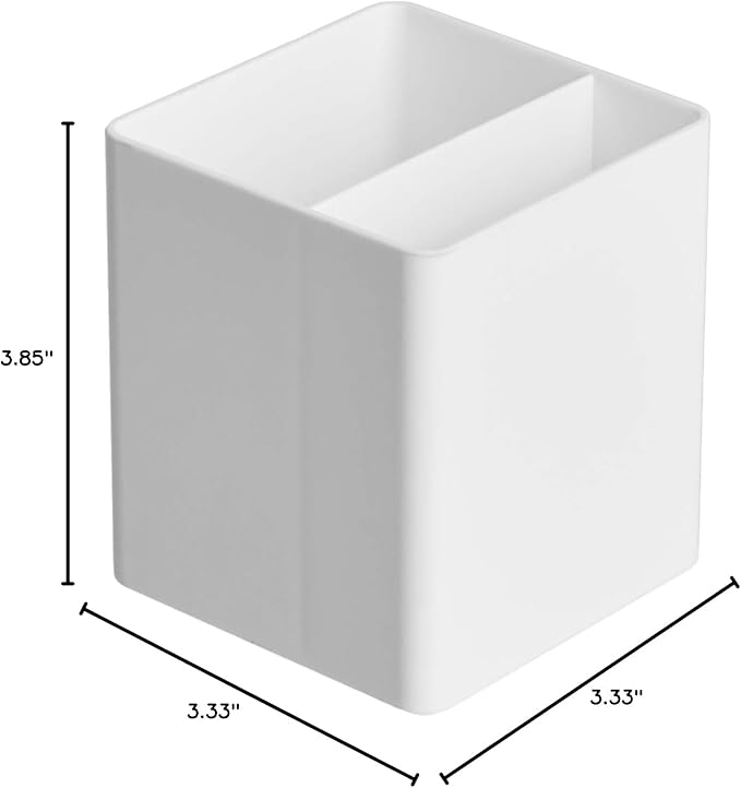 Amazon Basics Plastic Desk Organizer - Pen Cup Holds Pens/Pencils, White