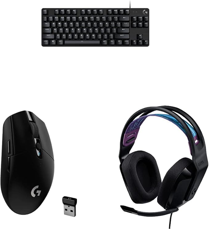 Logitech TKL SE Mechanical Keyboard + G305 Lightspeed Wireless Gaming Mouse + G335 Wired Gaming Headset Bundle - Black