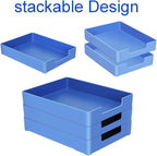 Letter-Size Tray, Desk Drawer Organizer, A4 Plastic Paper Tray, Stackable Plastic Paper Holder File Organizer for Office, School, Home Storage (Blue)