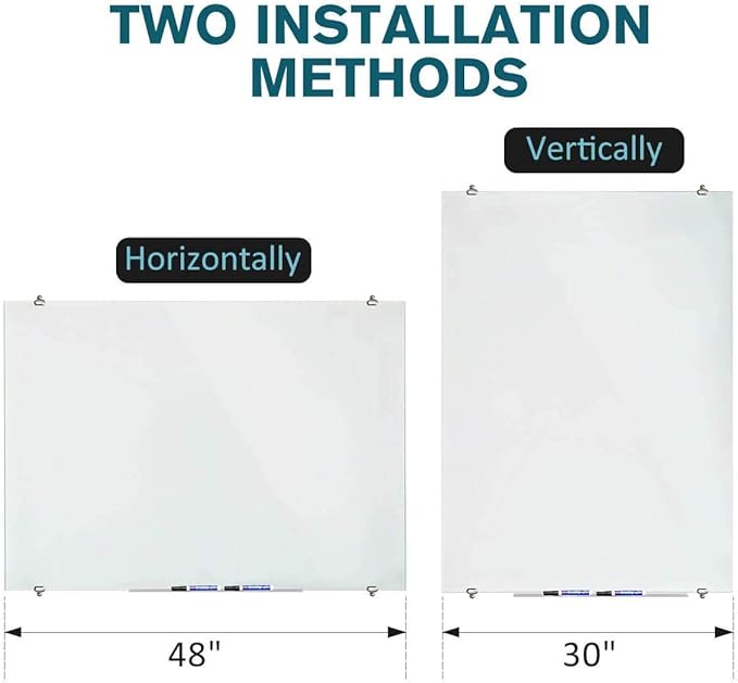 2-in-1 Magnetic Glass White Board 60'' x 48'' Extra Large Splicing Tempered Glass Whiteboard, 4' x 5' Frameless Big Glass Dry Erase White Board for Wall, Office, Home