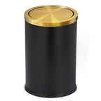 Stainless Steel Gold Trash can with Flipping Lid 2.4gallon Fingerprint-Proof Garbage cans Wastebasket Bin for Kitchen bothroom Living Room (Black with Gold lid, 2.6 Gallon)