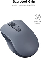 Lenovo Bluetooth Silent Mouse (WL300) - 5 Button Computer Mouse with Silent Left & Right Click – Sculpted Grip, Microsoft Swift Pair, Up to 1600 DPI (Grey)