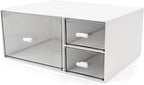 Desk Organizer Stackable Storage Drawers with 3 Compartments Stackable Drawers Great for Desk Storage, Makeup Storage Bathroom Organization Accessories Etc (White)